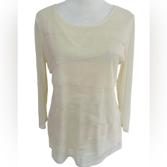 ALFANI ivory bandage style netting top, lined, size M. - Picture 1 of 6